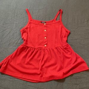 Wine Maroon Waffle Knit Peplum Tank Top 0XL